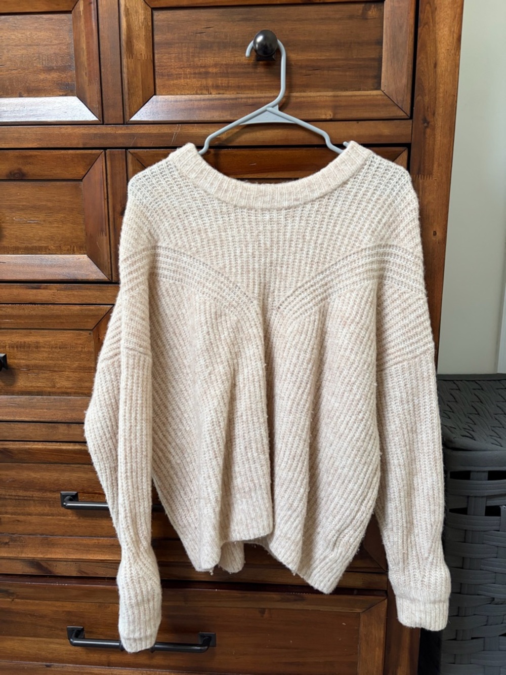 Madewell Cream Ribbed Crewneck Sweater